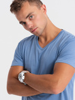 BASIC men's classic cotton T-shirt with a crew neckline - blue V5 OM-TSBS-0145