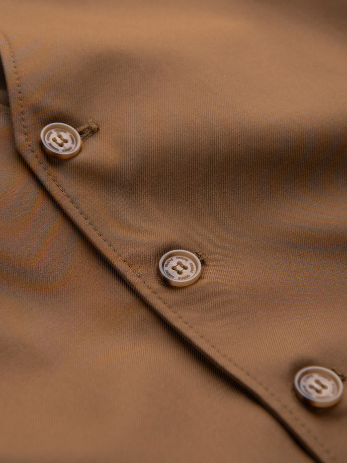 Kamizelka męska garniturowa bez klap - karmelowa V1 OM-BLZV-0112