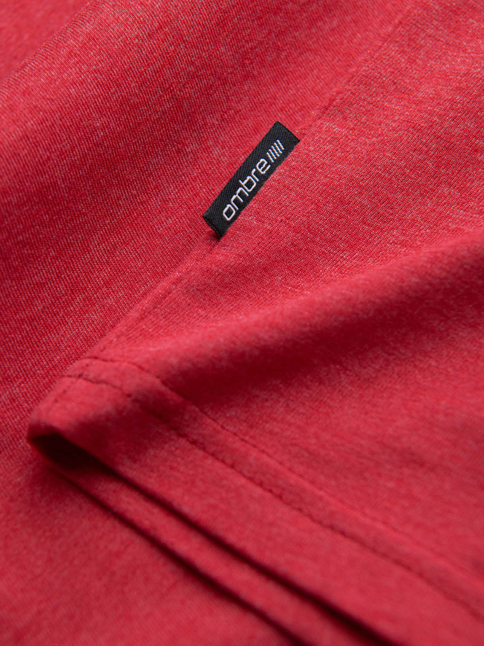 BASIC men's classic cotton tee-shirt with a crew neckline - red melange V17 OM-TSBS-0145