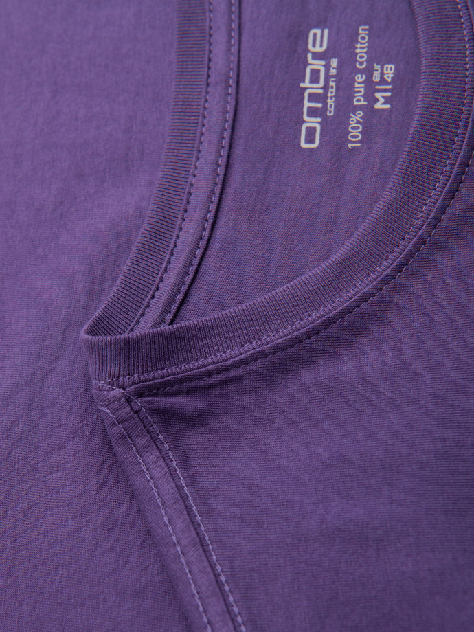 Men's classic cotton BASIC T-shirt - purple V13 OM-TSBS-0236