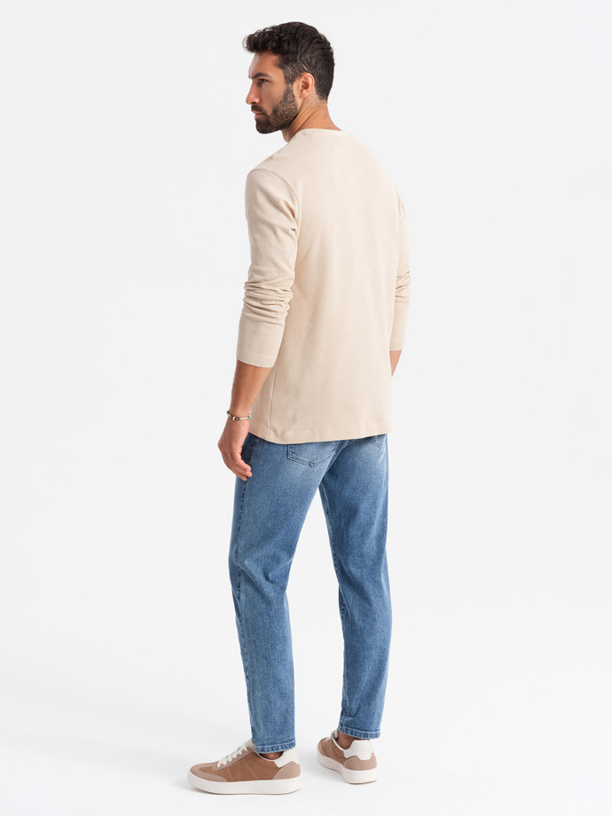 Męskie jeansowe spodnie CARROT FIT z delikatnymi przetarciami – niebieskie V1 OM-PADP-0162