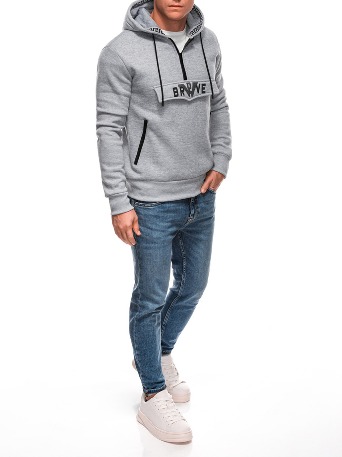 Bluza męska z kapturem B1698 - szara