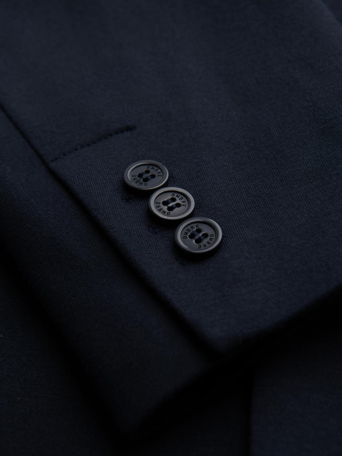 Men's knitted jacket with a fitted cut - navy blue V3 OM-BLZB-0100