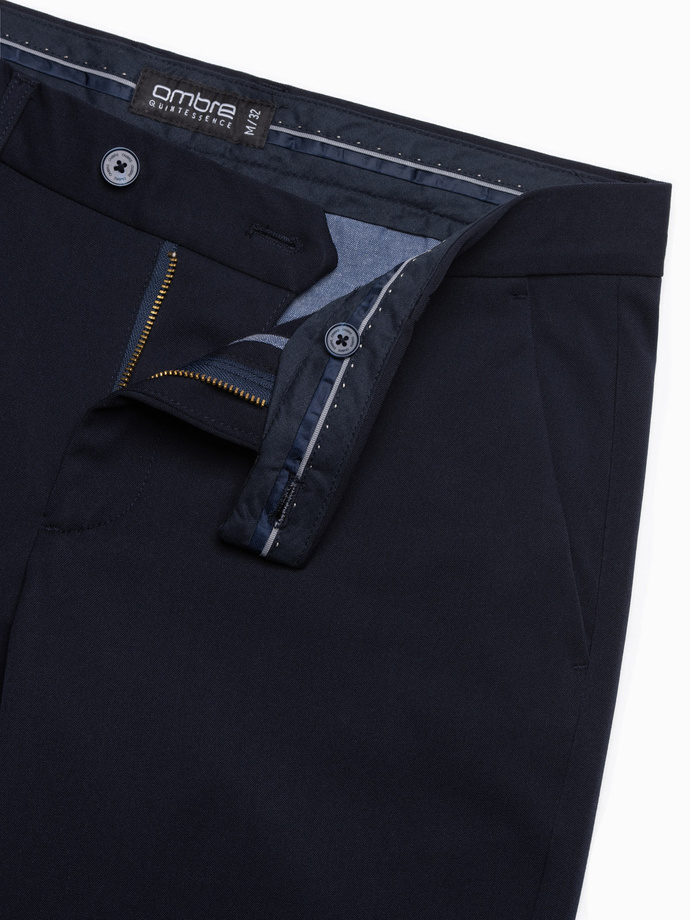 Spodnie męskie eleganckie chino SLIM FIT - granatowe V3 OM-PACP-0191
