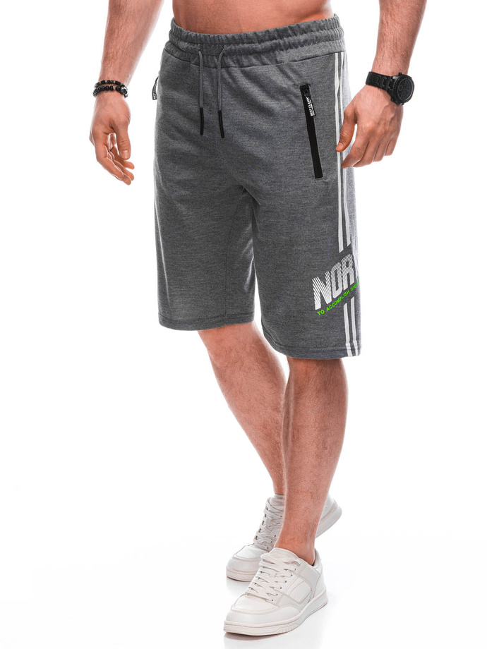 Krótkie spodenki męskie dresowe W489 - grafitowe