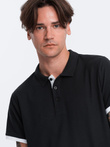 Men's cotton polo shirt with contrast trim - black V8 OM-POSS-0113