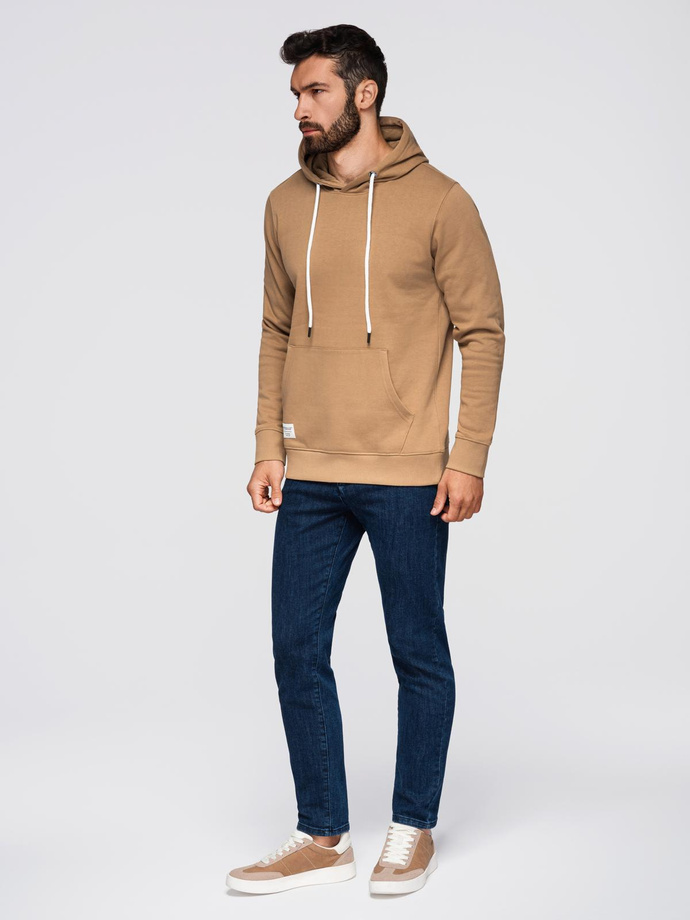 Men's BASIC kangaroo hooded sweatshirt - brown V2 B1674