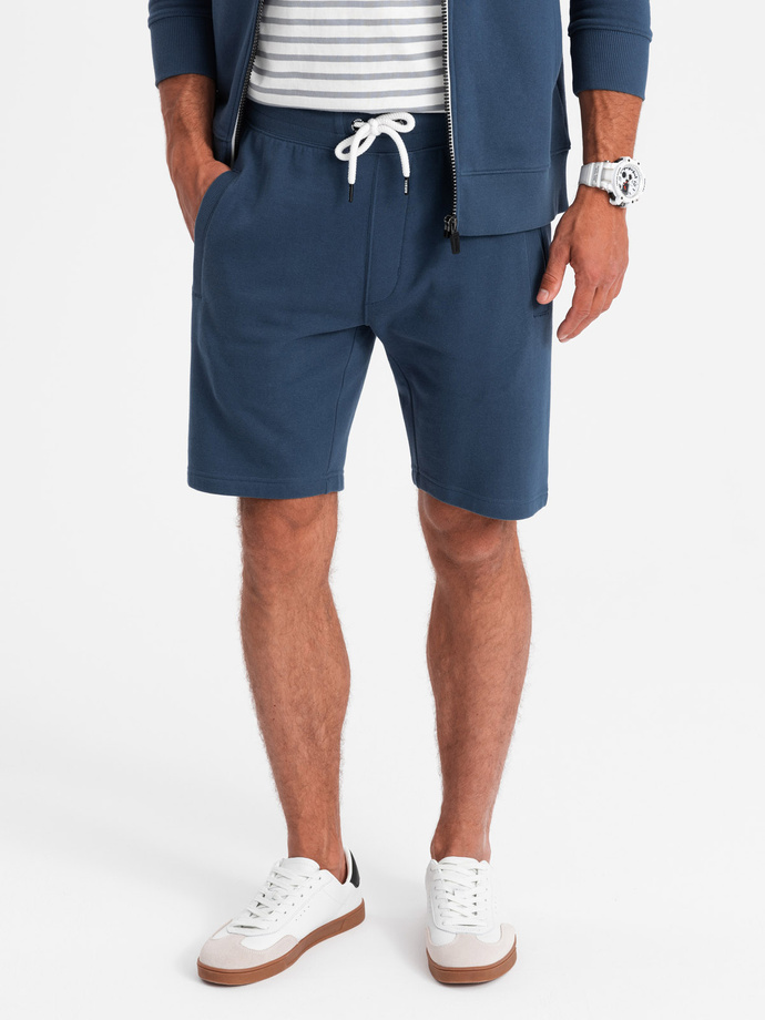 Men's sweatshirt set unbuttoned sweatshirt + shorts - dark blue V4 Z76