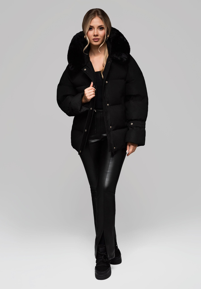 Women's insulated jacket with fur OW-JAHP-0105 v1 - black