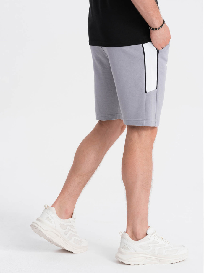 Men's sweat shorts with leopard stripes - gray V9 W359