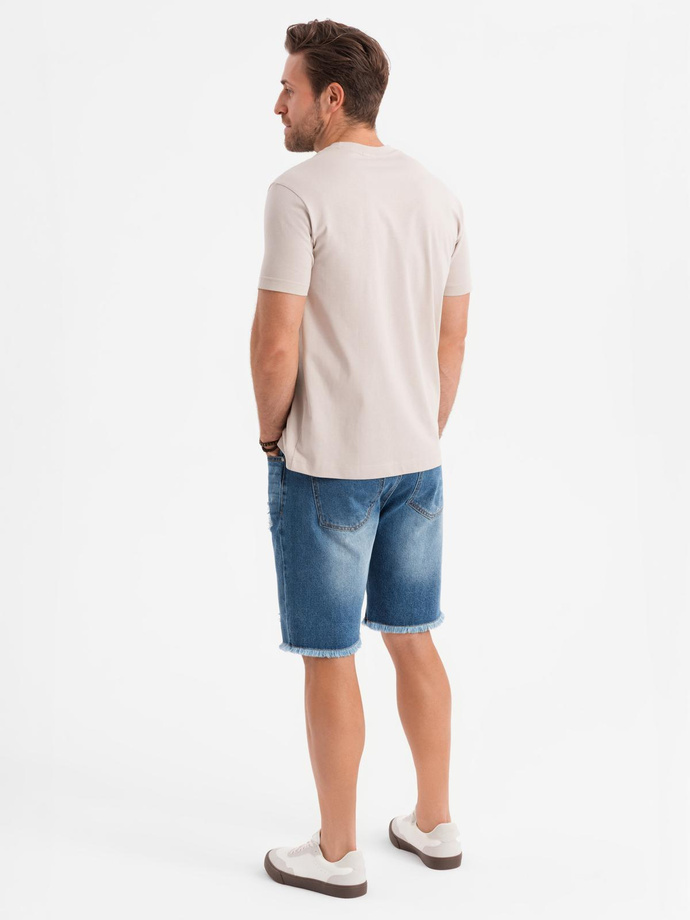 Men's short denim shorts with rips and holes - blue V3 OM-SRDS-0157