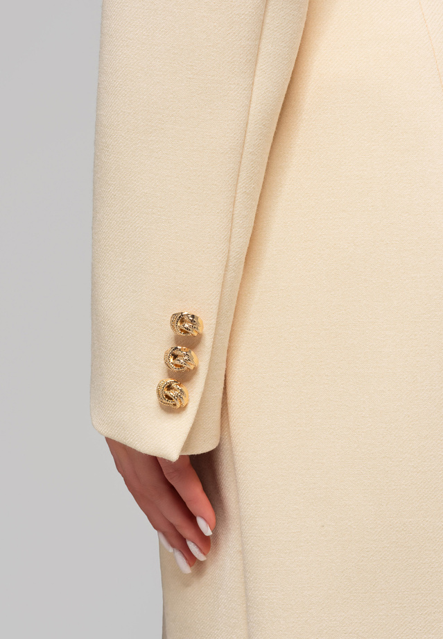 Men's minimalist coat with detachable vest - beige V1 OM-COLC-0139