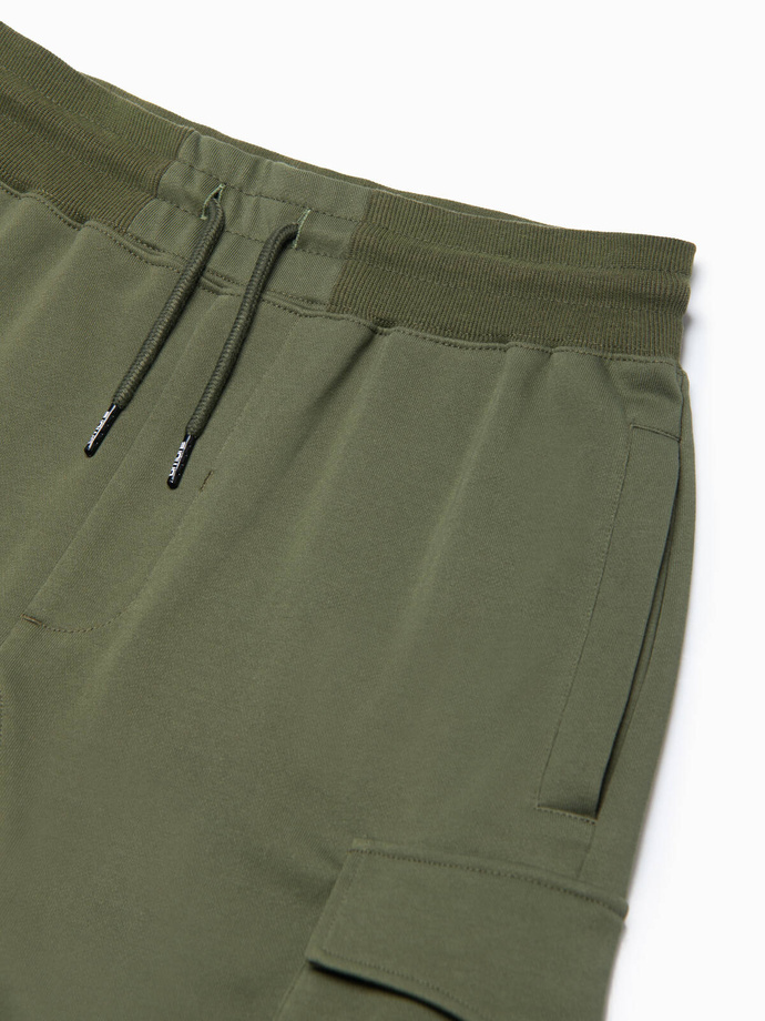 Spodenki męskie z kieszeniami cargo - oliwkowe V4 OM-SRSK-0106