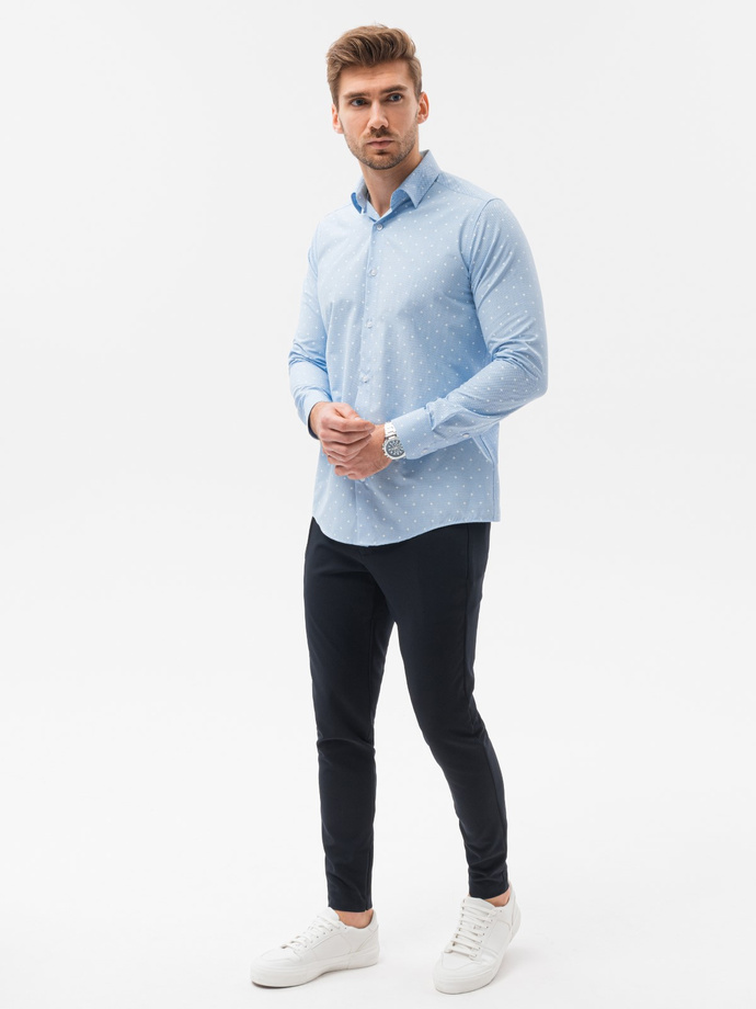 Men's elegant shirt with long sleeves - light blue K463