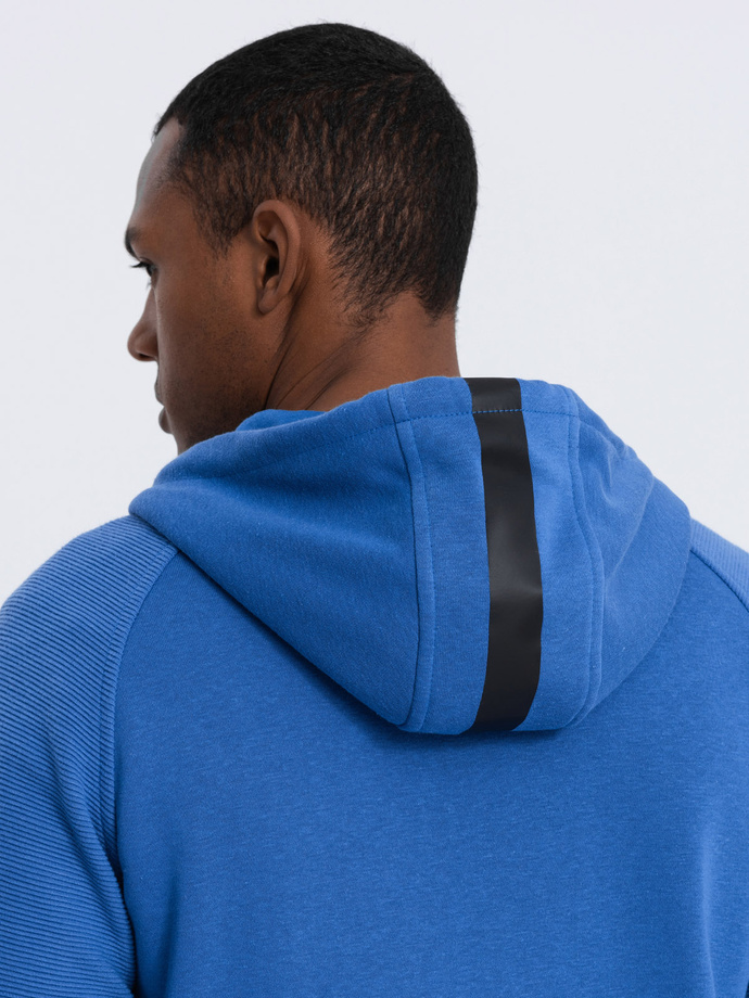 Men's unbuttoned hooded sweatshirt - blue V8 OM-SSZP-0124