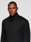 Fitted structured men's high collar coat - black V1 OM-COWC-0136