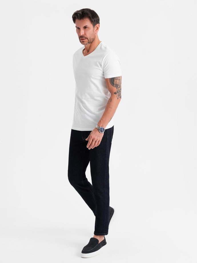 BASIC men's classic cotton T-shirt with a crew neckline - white V4 OM-TSBS-0237