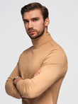 Men's plain turtleneck longsleeve - light brown V5 OM-LSCL-0130