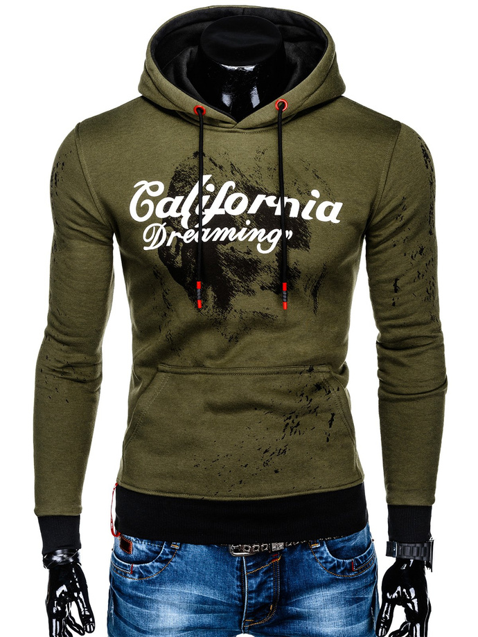 Men's printed hoodie B948 - khaki