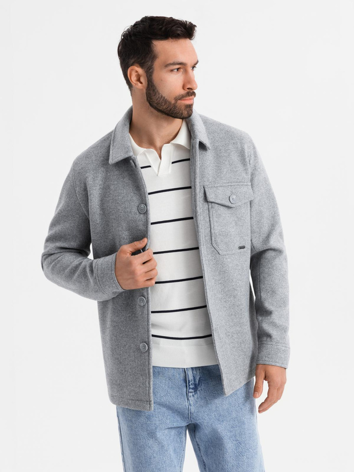 Men's lightweight fleece jacket with viscose - gray V2 OM-JANP-0199