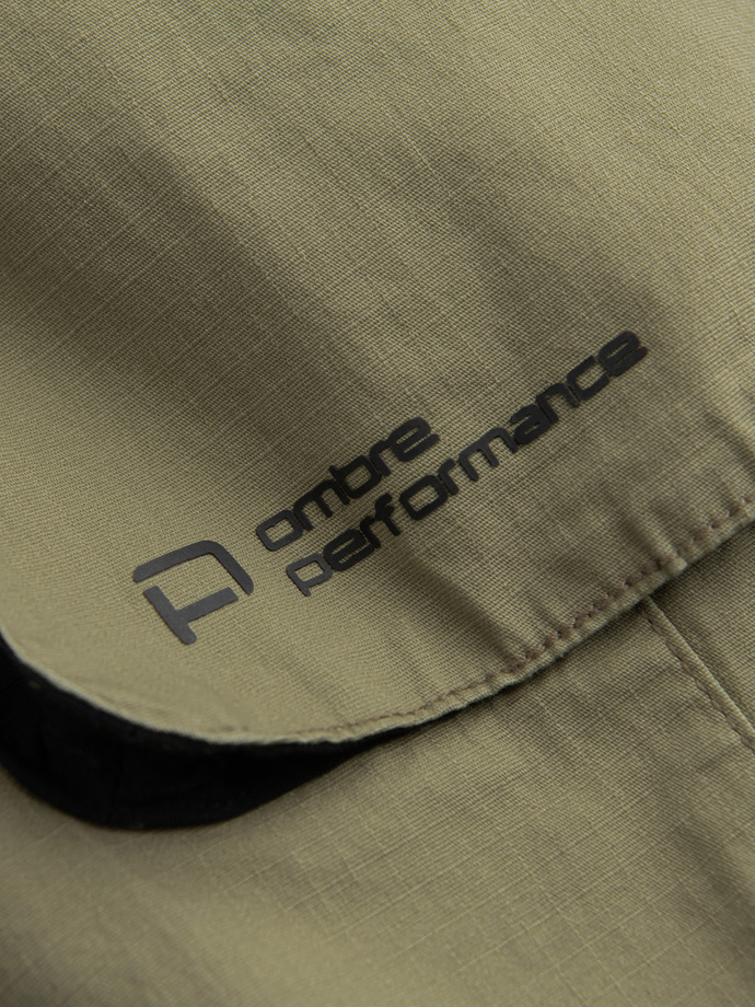 Męskie spodnie JOGGERY z zapinanymi kieszeniami cargo - jasnooliwkowe V1 OM-PAJO-0135