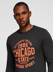 Men's collegiate print sweatshirt - dark brown V2 OM-SSPS-0154
