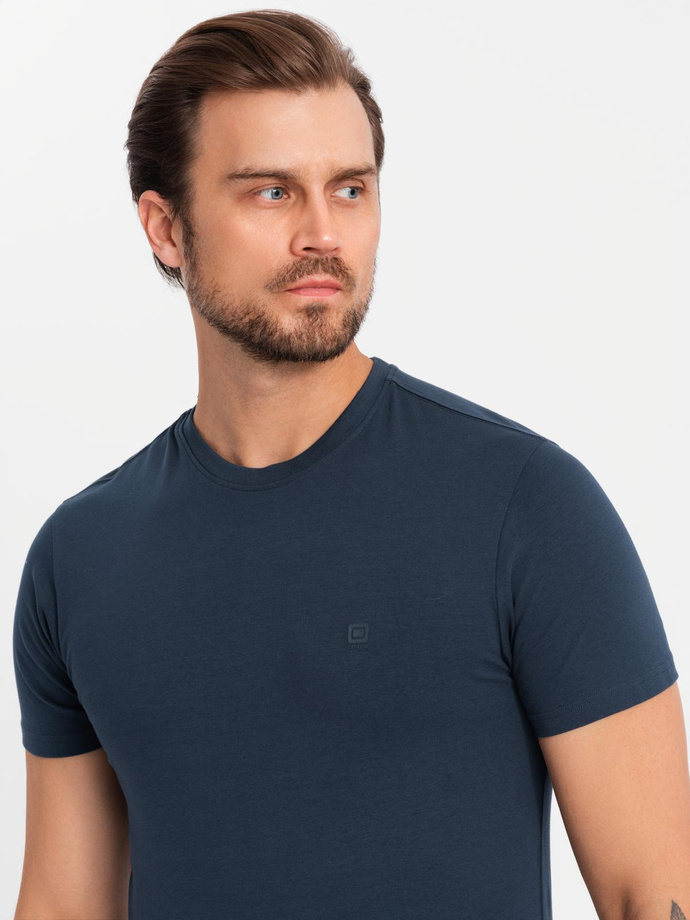 Set of men's t-shirts with round neckline - white/navy V1 Z101