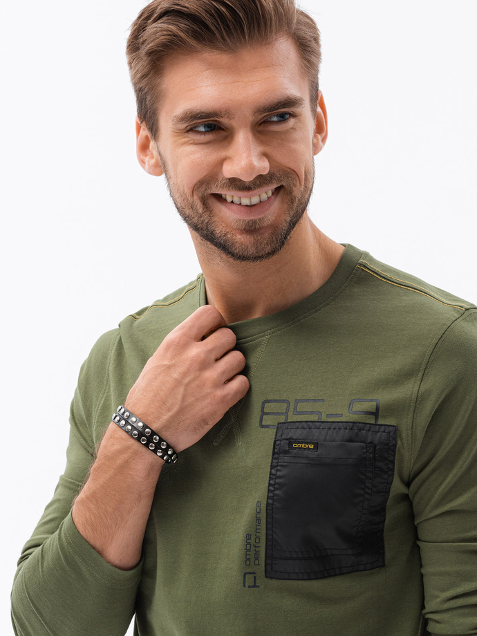 Men's printed longsleeve - olive L130