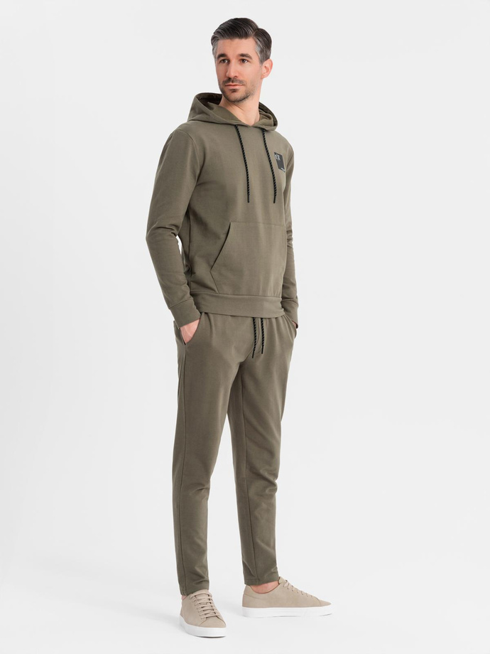 Men's sweatshirt set hoodie + sweatpants - olive V4 Z107 