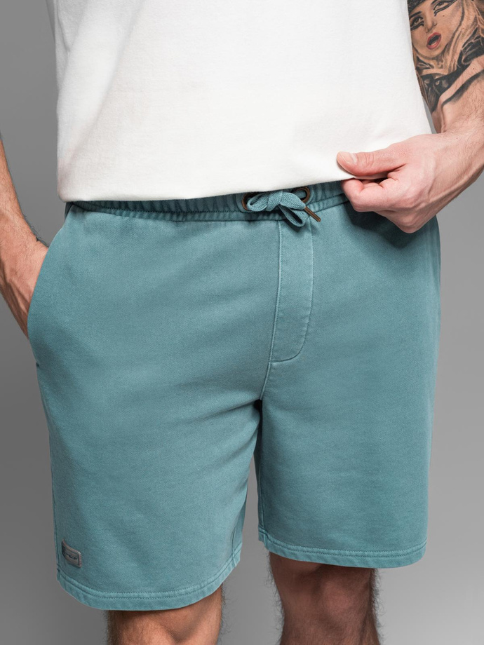 Men's RELAXED FIT athleisure style short sweat shorts - turquoise V1 OM-SRWS-0122