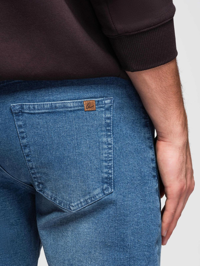 Men's denim shorts with rolled up leg - blue V2 OM-SRDS-0164