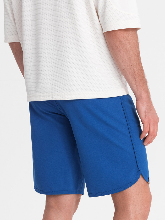 Men's sweat shorts with rounded leg - blue V1 OM-SRSK-0105