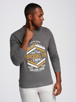 Men's collegiate style printed longsleeve - grey V1 OM-LSPT-0117