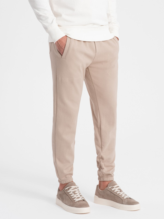 CARROT men's structured knit sweatpants - beige V2 OM-PASK-0143
