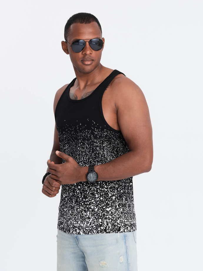 Men's cotton tank top with gradient print - black V2 OM-TSTT-22SS-001