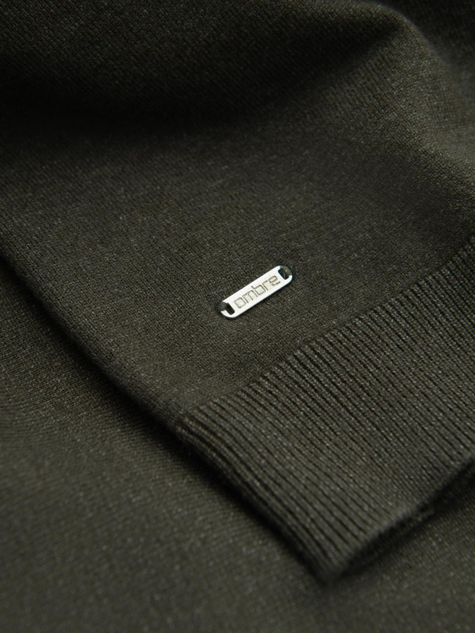 Dzianinowy półgolf męski z wiskozą – ciemnooliwkowy melanż V5 OM-SWTN-0125
