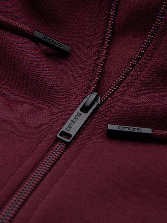 Unzipped cotton men's BASIC sweatshirt - maroon V3 OM-SSBZ-0160