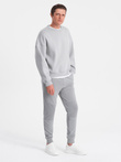 Men's sweatpants with ottoman fabric inserts - gray V5 OM-PASK-0127