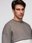 Men's OVERSIZE sweatshirt with contrasting color combination - khaki V7 OM-SSNZ-0130