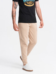 Men's BASIC cotton jogger sweatpants - beige V6 OM-PABS-0174