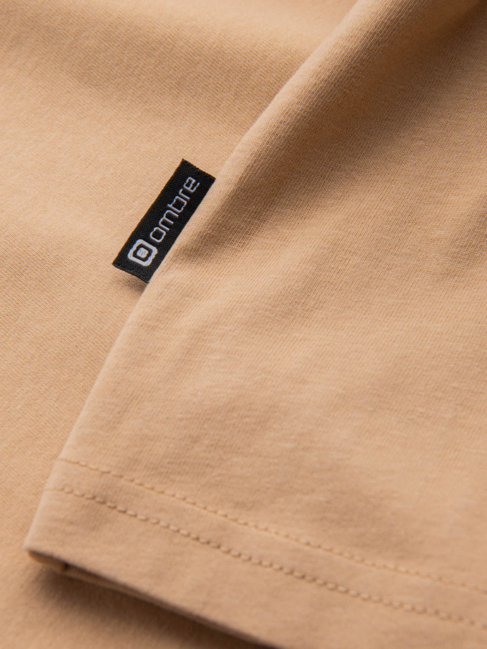 Men's cotton t-shirt with pocket print Ombre Streetstyle - sand V6 OM-TSCT-0108