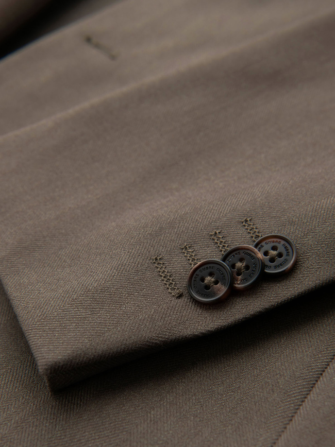 Men's elegant SLIM FIT jacket with rayon - olive V5 OM-BLZB-0135