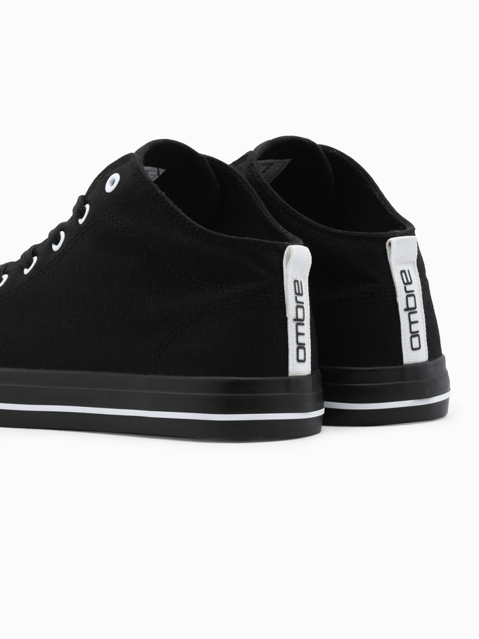 Buty męskie trampki z kontrastującymi elementami - czarne V2 OM-FOTH-0125