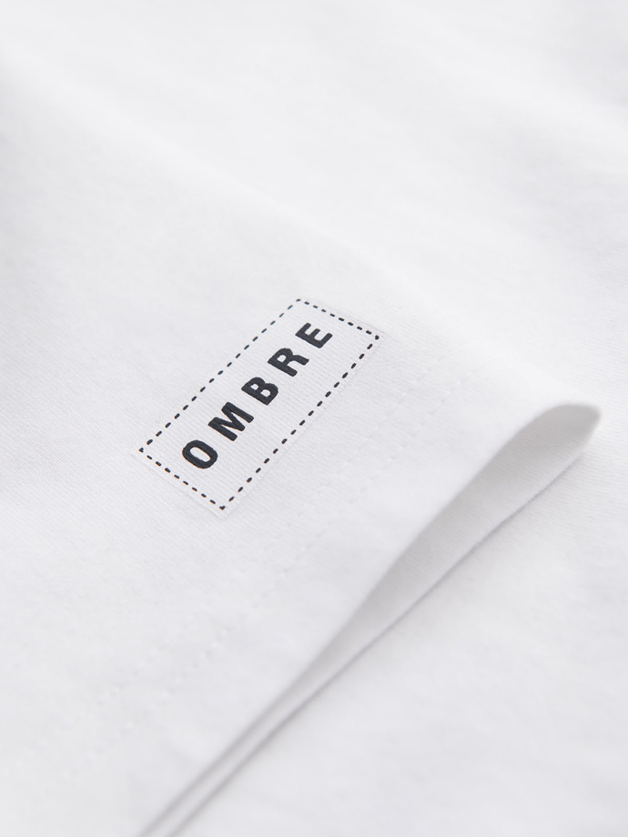 Bawełniany męski t-shirt z nadrukiem w stylu college – biały V1 OM-TSPT-0137