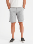 Men's classic chino shorts with rolled up leg - grey V12 OM-SRCS-0197