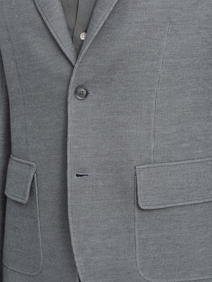 Men's blazer with elbow patches - light grey V1 OM-BLZB-0108