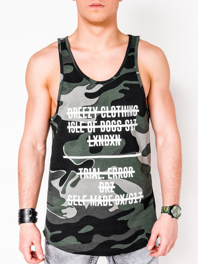 Men's printed tank top S809 - green