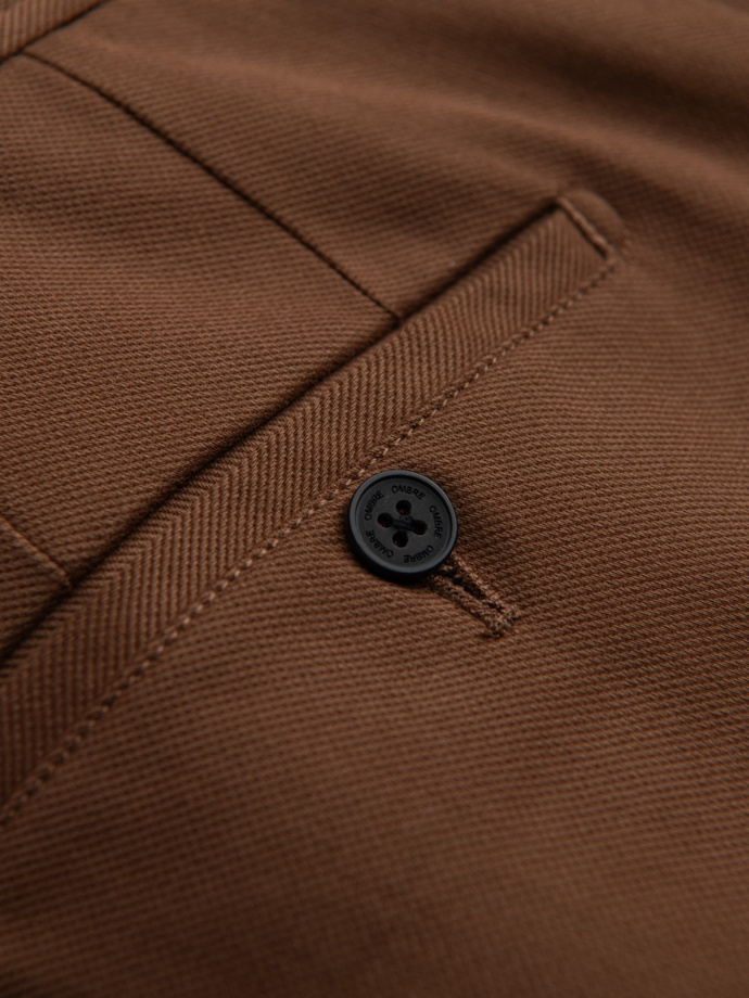 Spodnie męskie chino SLIM FIT z delikatną teksturą - karmelowe V3 OM-PACP-0190