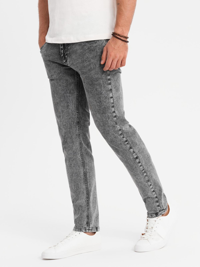 Klasyczne męskie przecierane jeansy REGULAR FIT – szare V4 OM-PADP-0217