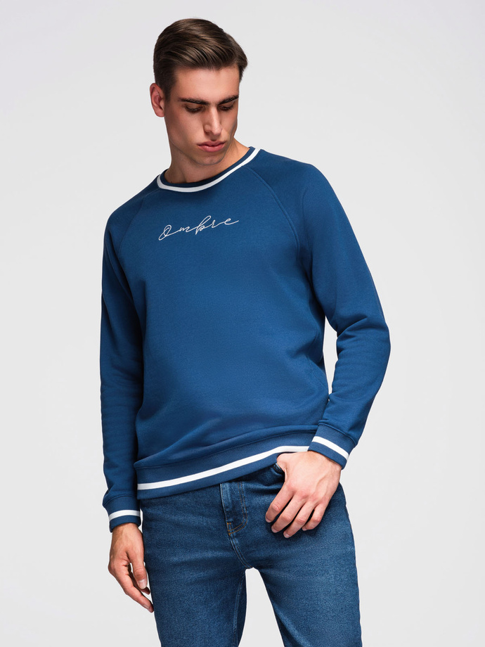 Unbuttoned men's sweatshirt with stand-up collar and hood - black V1 OM-SSZP-0216